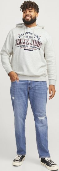 Jack & Jones 2 COL LOGO Hoodie White Melange - Džemperi un džemperi ar kapuci - Džemperi - 2XL-14XL