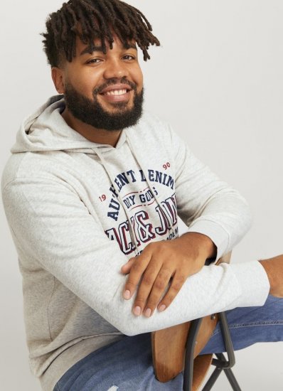 Jack & Jones 2 COL LOGO Hoodie White Melange - Džemperi un džemperi ar kapuci - Džemperi - 2XL-14XL