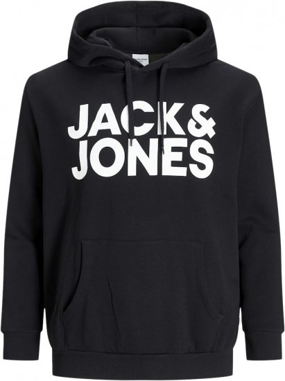 Jack & Jones CORP LOGO Large Print Hoodie Black - Džemperi un džemperi ar kapuci - Džemperi - 2XL-14XL