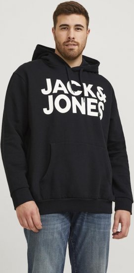 Jack & Jones CORP LOGO Large Print Hoodie Black - Džemperi un džemperi ar kapuci - Džemperi - 2XL-14XL