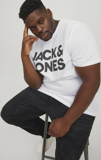 Jack & Jones CORP Logo T-Shirt White w Large Black Print - T-krekli - T-krekli - 2XL-14XL