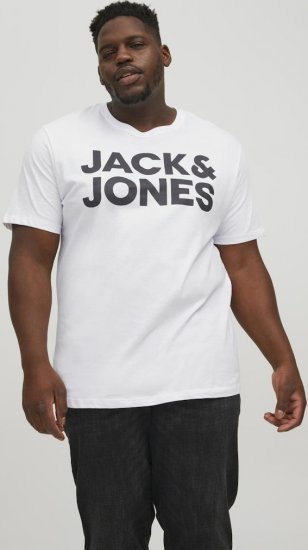 Jack & Jones CORP Logo T-Shirt White w Large Black Print - T-krekli - T-krekli - 2XL-14XL