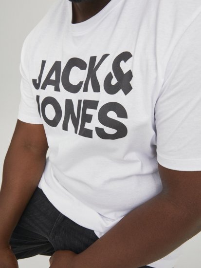 Jack & Jones CORP Logo T-Shirt White w Large Black Print - T-krekli - T-krekli - 2XL-14XL