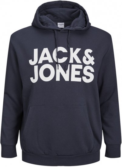 Jack & Jones CORP LOGO Large Print Hoodie Navy Blazer - Džemperi un džemperi ar kapuci - Džemperi - 2XL-14XL