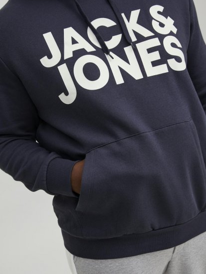Jack & Jones CORP LOGO Large Print Hoodie Navy Blazer - Džemperi un džemperi ar kapuci - Džemperi - 2XL-14XL