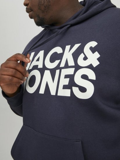 Jack & Jones CORP LOGO Large Print Hoodie Navy Blazer - Džemperi un džemperi ar kapuci - Džemperi - 2XL-14XL