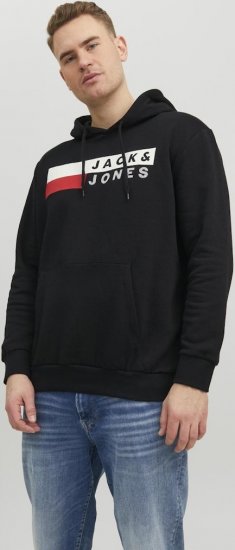 Jack & Jones CORP LOGO PLAY 4 Print Hoodie Black - Džemperi un džemperi ar kapuci - Džemperi - 2XL-14XL