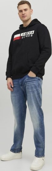 Jack & Jones CORP LOGO PLAY 4 Print Hoodie Black - Džemperi un džemperi ar kapuci - Džemperi - 2XL-14XL