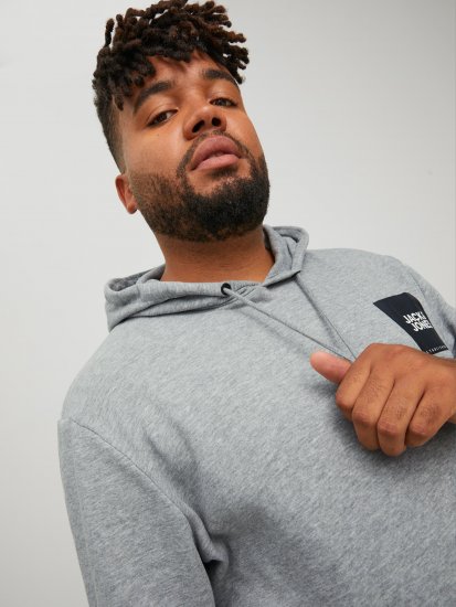 Jack & Jones JJLOCK SWEAT HOOD Grey - Džemperi un džemperi ar kapuci - Džemperi - 2XL-14XL