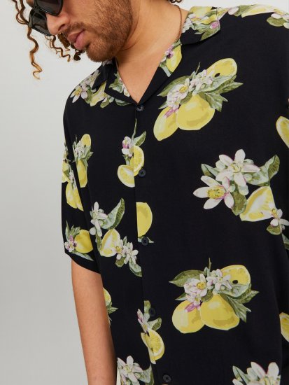 Jack & Jones JORLUKE FLORES Resort Shirt Black - Krekli - Krekli - 2XL-8XL