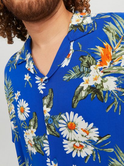 Jack & Jones JORLUKE FLORES Resort Shirt Nautical Blue - Krekli - Krekli - 2XL-8XL