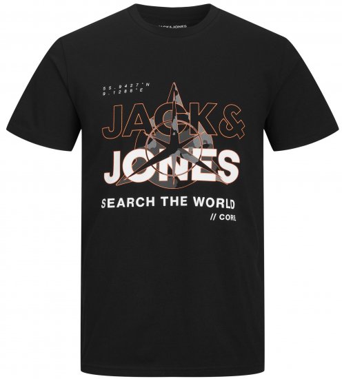 Jack & Jones JCOHUNT T-Shirt Black - T-krekli - T-krekli - 2XL-14XL