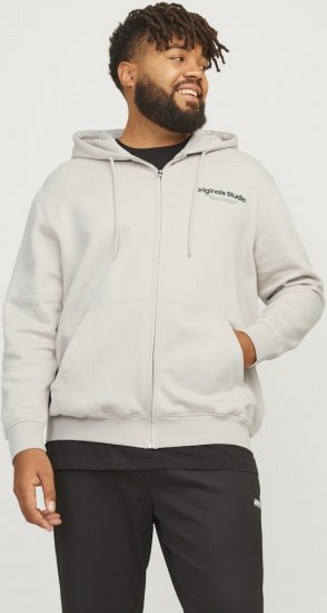 Jack & Jones ESTERBRO Zip Hoodie Light Grey - Džemperi un džemperi ar kapuci - Džemperi - 2XL-14XL