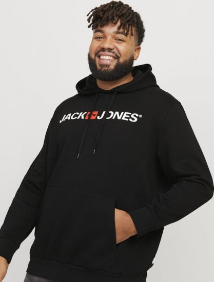 Jack & Jones CORP OLD LOGO REG FIT Hoodie Black - Džemperi un džemperi ar kapuci - Džemperi - 2XL-14XL