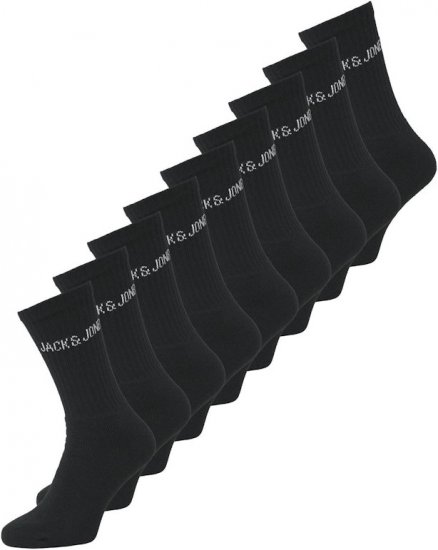 Jack & Jones REGEN Tennis Socks 9-Pack Black - Zeķes - Vīriešu lielās zeķes