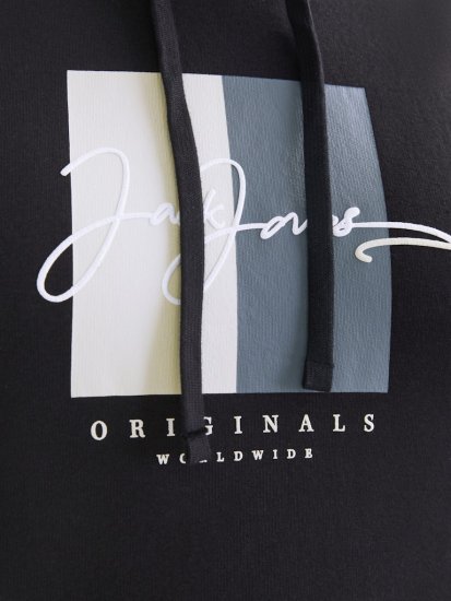 Jack & Jones Frederiksberg Box Script Hoodie Black - Džemperi un džemperi ar kapuci - Džemperi - 2XL-14XL