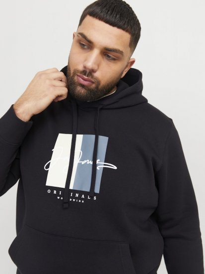 Jack & Jones Frederiksberg Box Script Hoodie Black - Džemperi un džemperi ar kapuci - Džemperi - 2XL-14XL