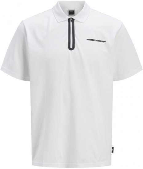 Jack & Jones Fusion Pique Zipper Polo Bright White - Polo krekli - Polo krekli - 2XL-8XL