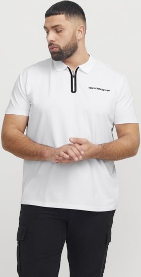 Jack & Jones Fusion Pique Zipper Polo Bright White - Polo krekli - Polo krekli - 2XL-8XL