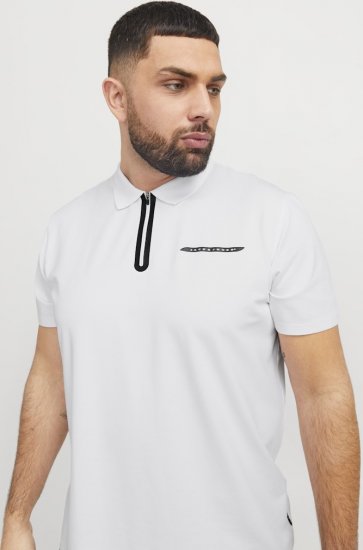 Jack & Jones Fusion Pique Zipper Polo Bright White - Polo krekli - Polo krekli - 2XL-8XL
