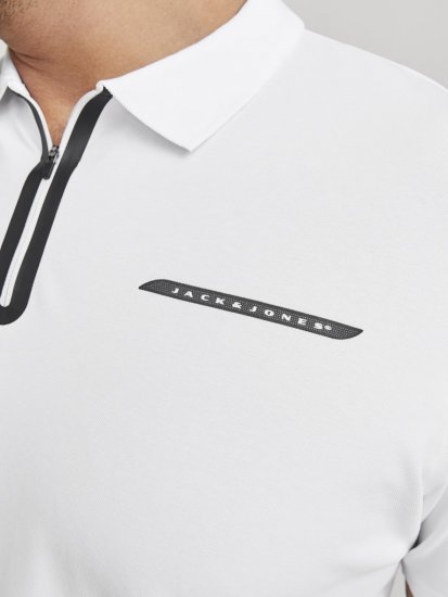 Jack & Jones Fusion Pique Zipper Polo Bright White - Polo krekli - Polo krekli - 2XL-8XL