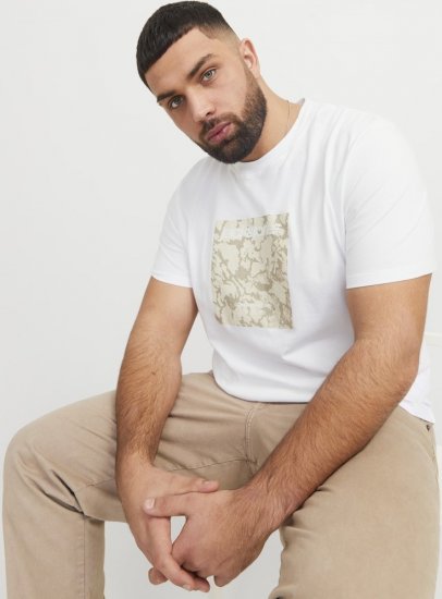 Jack & Jones Tarmac Camo Crew Neck T-Shirt Bright White - T-krekli - T-krekli - 2XL-14XL