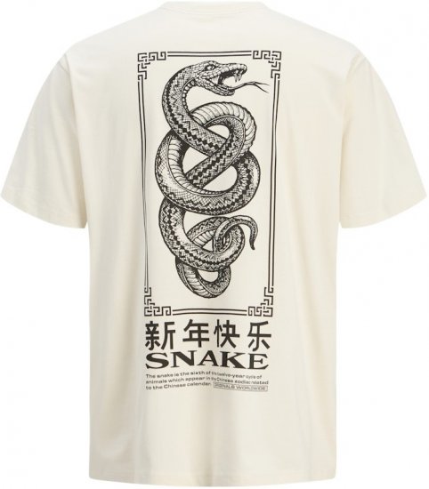 Jack & Jones Snake Crew Neck T-Shirt Antique White - T-krekli - T-krekli - 2XL-14XL