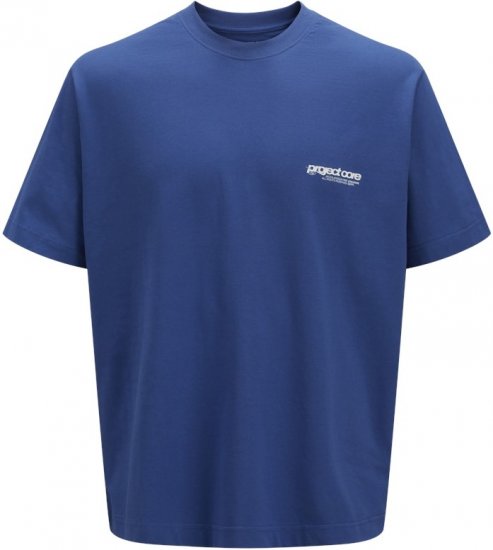 Jack & Jones Union Front & Back Print Crew Neck T-Shirt Beaucoup Blue - T-krekli - T-krekli - 2XL-14XL