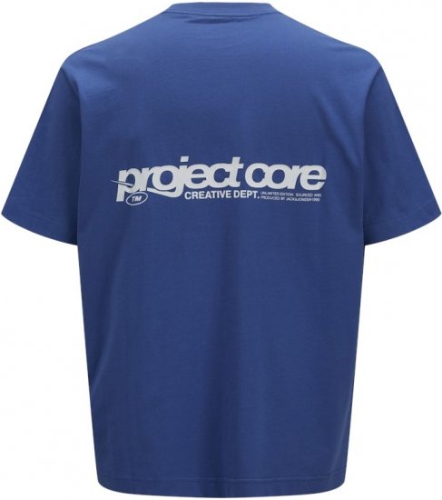 Jack & Jones Union Front & Back Print Crew Neck T-Shirt Beaucoup Blue - T-krekli - T-krekli - 2XL-14XL