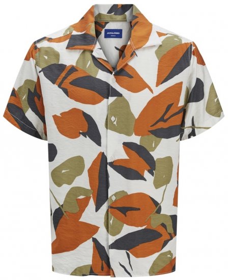 Jack & Jones Vira Marshall AOP Short Sleeve Shirt Cloud Dancer - Krekli - Krekli - 2XL-8XL