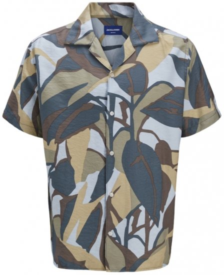 Jack & Jones Vira Marshall AOP Short Sleeve Shirt Silver Sage - Krekli - Krekli - 2XL-8XL