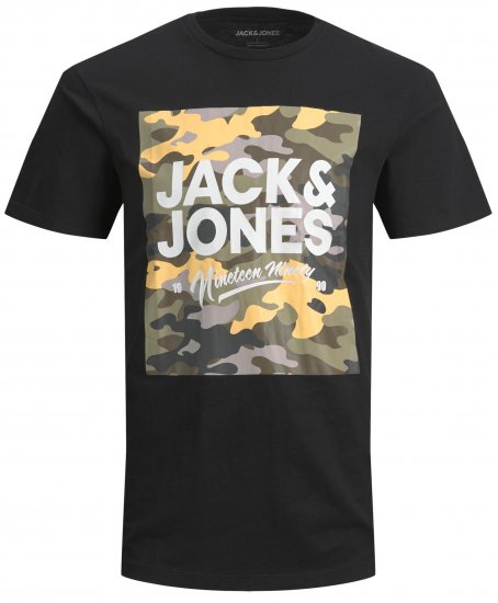 Jack & Jones JJPETE SHAPE Camo Print T-Shirt Black - T-krekli - T-krekli - 2XL-14XL
