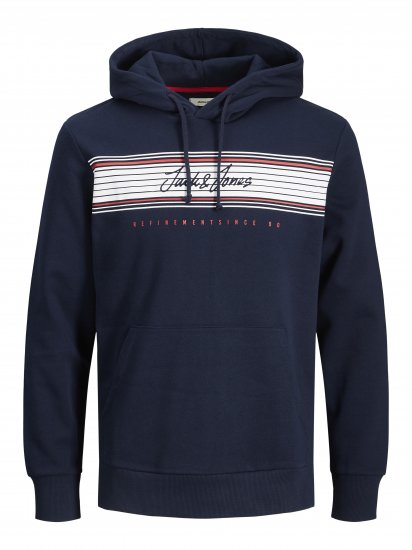 Jack & Jones JJLEO SWEAT Hoodie Navy - Džemperi un džemperi ar kapuci - Džemperi - 2XL-14XL