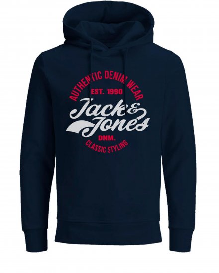 Jack & Jones JJBRAT SWEAT Hoodie Navy - Džemperi un džemperi ar kapuci - Džemperi - 2XL-14XL