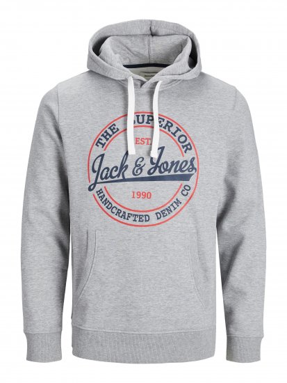 Jack & Jones JJBRAT SWEAT Hoodie Light Grey - Džemperi un džemperi ar kapuci - Džemperi - 2XL-14XL