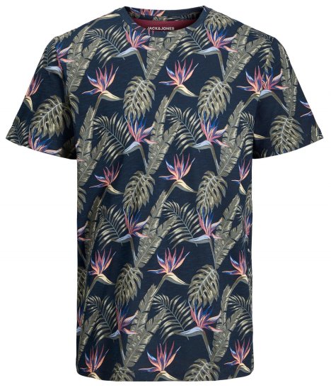Jack & Jones JJCOASTAL AOP T-Shirt Navy - T-krekli - T-krekli - 2XL-14XL