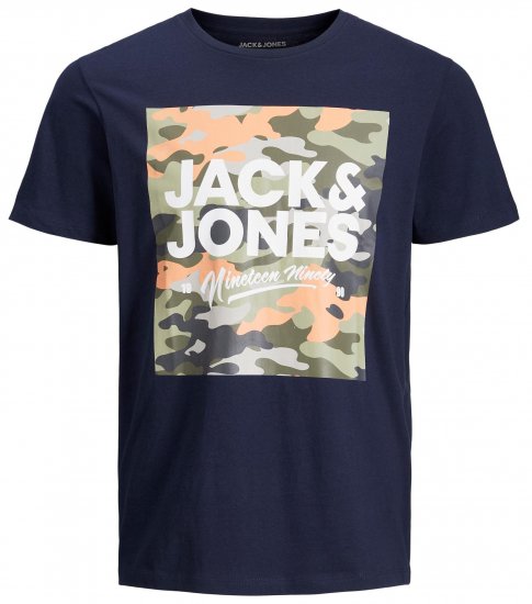 Jack & Jones JJPETE SHAPE Camo Print T-Shirt Navy - T-krekli - T-krekli - 2XL-14XL