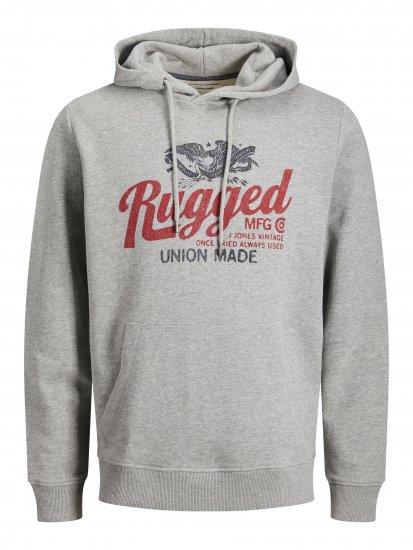 Jack & Jones JJAARON Hoodie Grey - Džemperi un džemperi ar kapuci - Džemperi - 2XL-14XL
