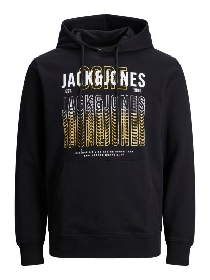 Jack & Jones JJCYBER SWEAT Hoodie Black - Džemperi un džemperi ar kapuci - Džemperi - 2XL-14XL
