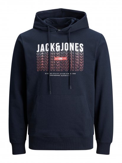 Jack & Jones JJCYBER SWEAT Hoodie Navy - Džemperi un džemperi ar kapuci - Džemperi - 2XL-14XL
