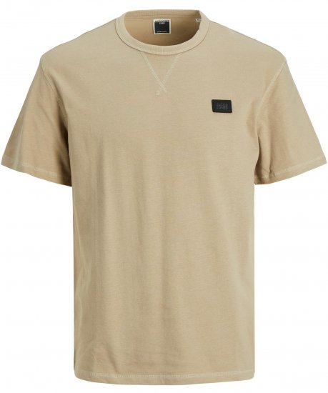 Jack & Jones JCOCLASSIC WAFFLE BADGE TEE Beige - T-krekli - T-krekli - 2XL-14XL