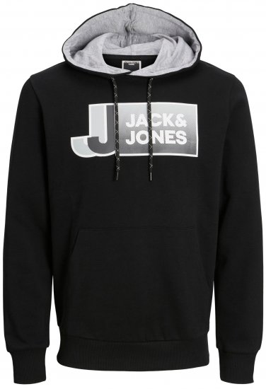Jack & Jones JCOLOGAN Hoodie Black - Džemperi un džemperi ar kapuci - Džemperi - 2XL-14XL