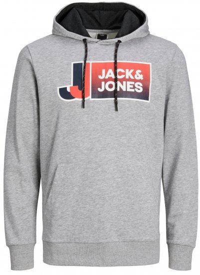 Jack & Jones JCOLOGAN Hoodie Light Grey Melange - Džemperi un džemperi ar kapuci - Džemperi - 2XL-14XL