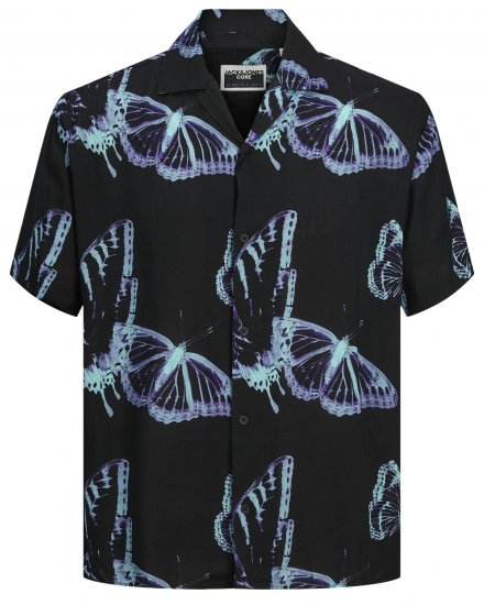 Jack & Jones JCOJEFF AOP Resort Shirt Black - Krekli - Krekli - 2XL-8XL
