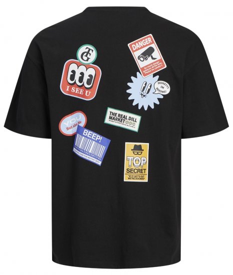 Jack & Jones JORDECAL T-Shirt with Back Print Black - T-krekli - T-krekli - 2XL-14XL