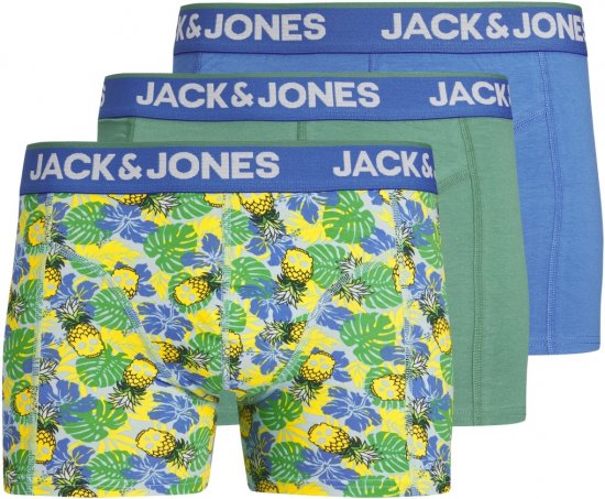Jack & Jones JACPINEAPPLE SKULL TRUNKS 3 PACK Palace Blue - Bokseršorti - Vīriešu lielie bokseru šorti