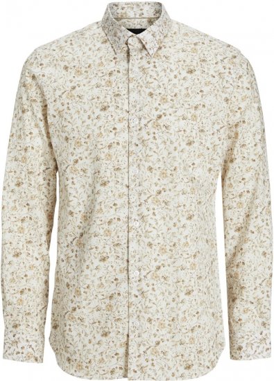 Jack & Jones BARNES Printed Dobby Long Sleeve Shirt Cloud Dancer - Krekli - Krekli - 2XL-8XL
