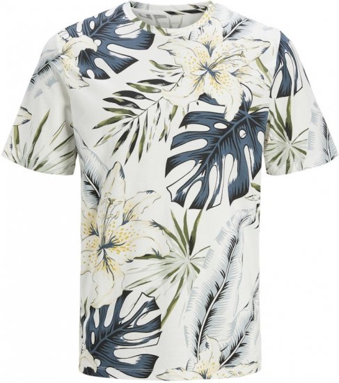 Jack & Jones Hawaii AOP Crew Neck T-Shirt White - T-krekli - T-krekli - 2XL-14XL