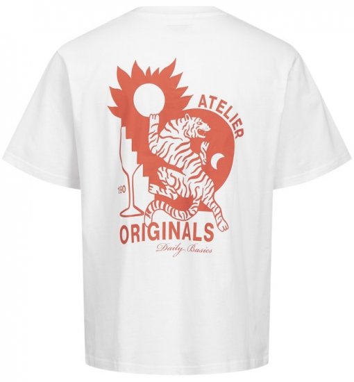  Jack & Jones Bellagio Collage Crew Neck T-Shirt Bright White - T-krekli - T-krekli - 2XL-14XL