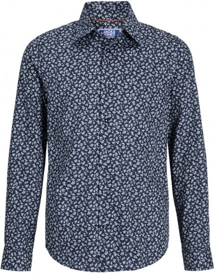 Jack & Jones BARNES Printed Dobby Long Sleeve Shirt Blue - Krekli - Krekli - 2XL-8XL